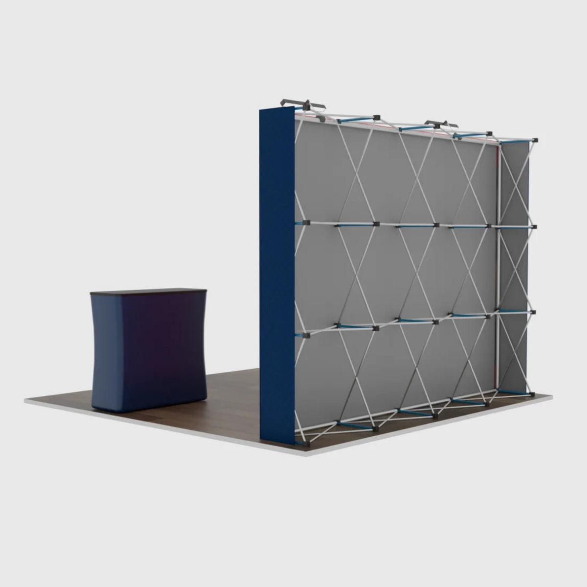 3x3m Straight Popup Booth Kit with Counter & LED Lights