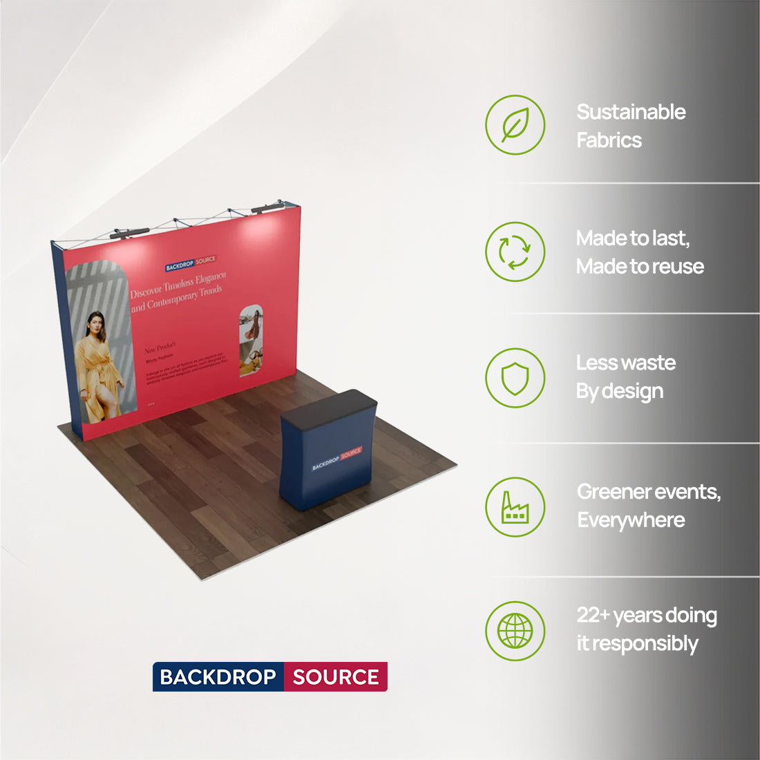 3m x 3m Straight Popup Exhibit Pro 3-in-1 Display Kit with Illume Lights