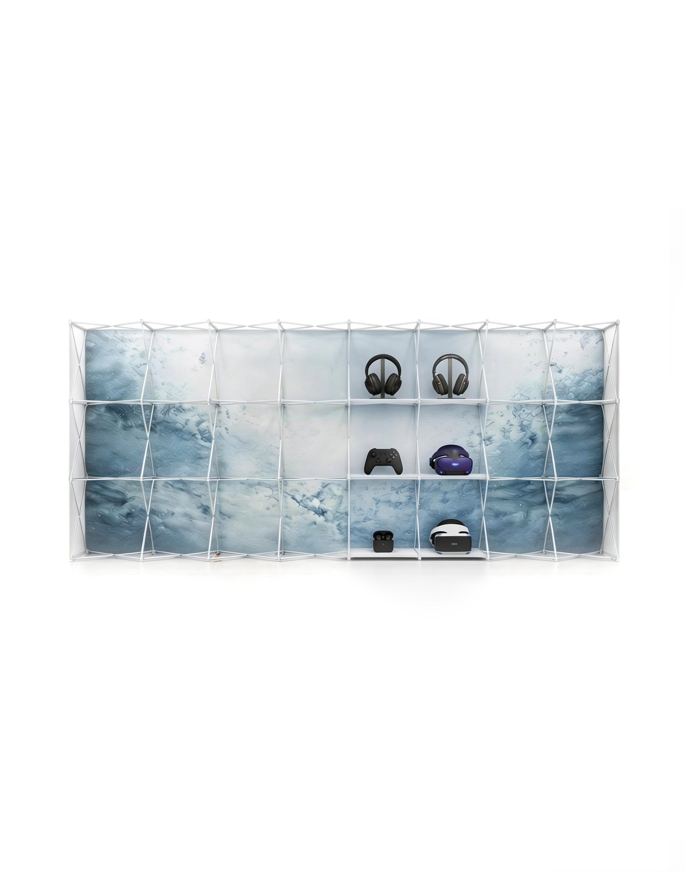 Portable Straight Pop-Up Wall with Shelves