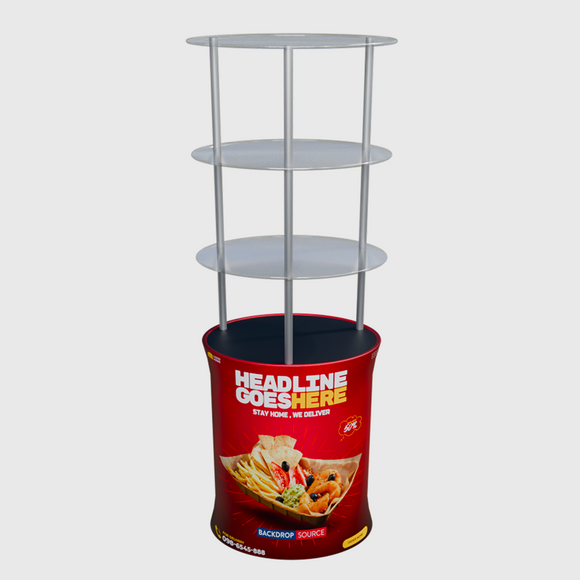Oval Counter Display with Triple Shelves