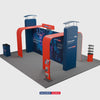 6x6m Booth Kit with 3D Media Walls, Arch Displays & 3 Counters