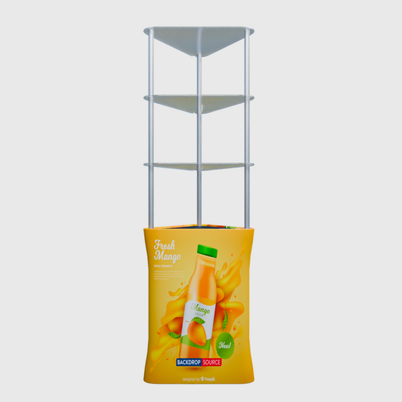 Triangular Counter Display with Triple Shelves
