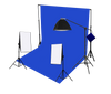 3 Head 750W Continuous Softbox Studio Lighting With Studio Backdrop & Boom Arm Equipment Kit