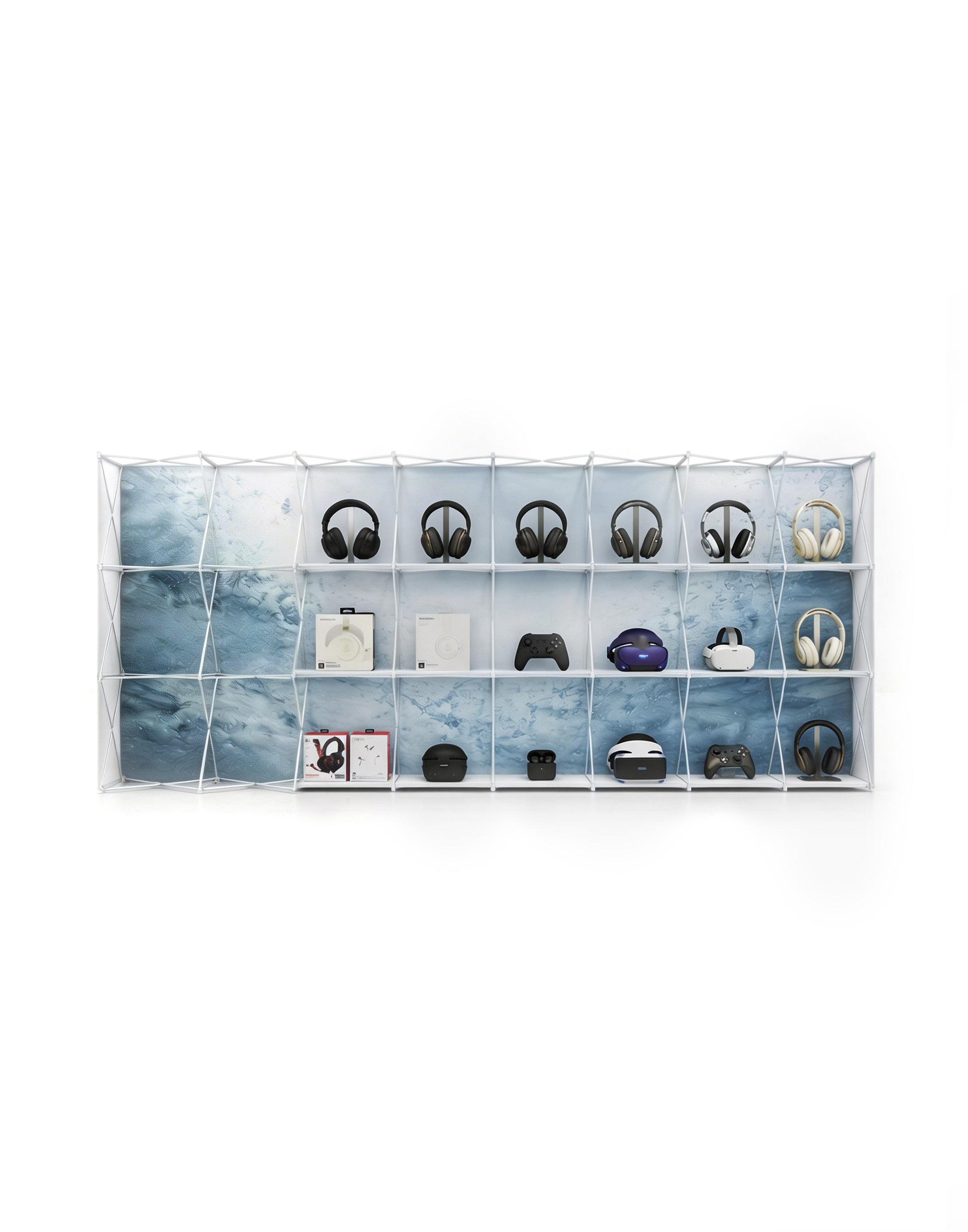Portable Straight Pop-Up Wall with Shelves
