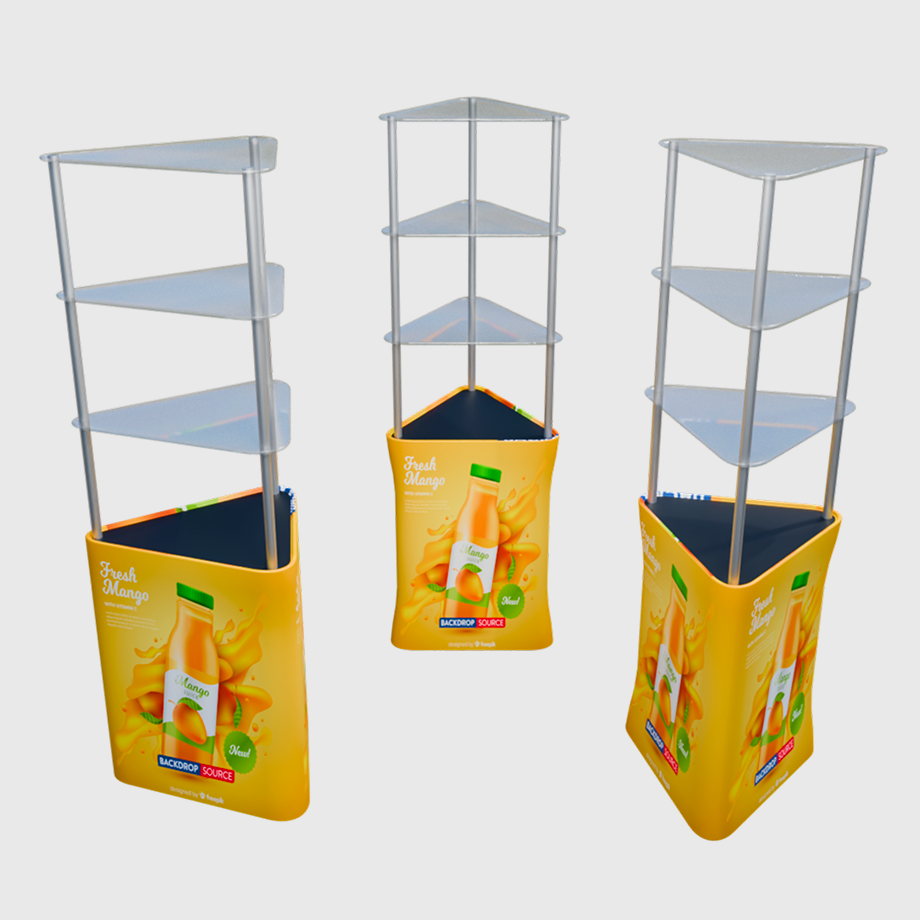 Triangular Display Folder Triangular Fabric Display Counter with Acrylic Triple Shelves ...