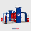 6x6m Booth Kit with 3D Media Walls, Arch Displays & 3 Counters
