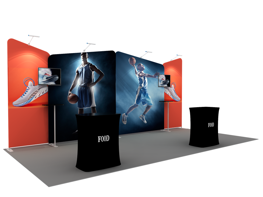 6x3m Booth Kit with Four Inclined Walls & 2 Counters