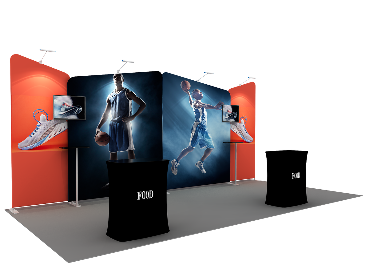 6x3m Booth Kit with Four Inclined Walls & 2 Counters