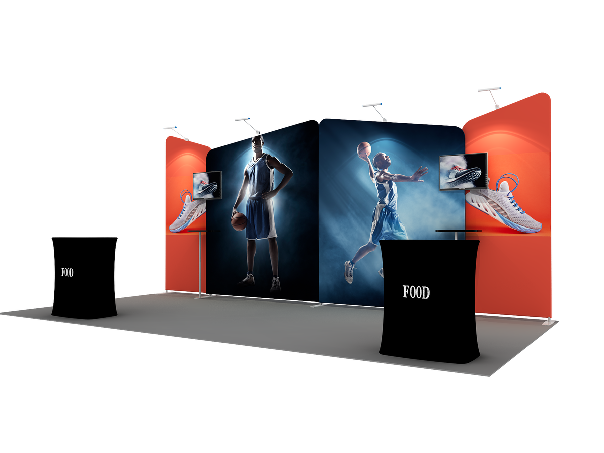 6x3m Booth Kit with Four Inclined Walls & 2 Counters