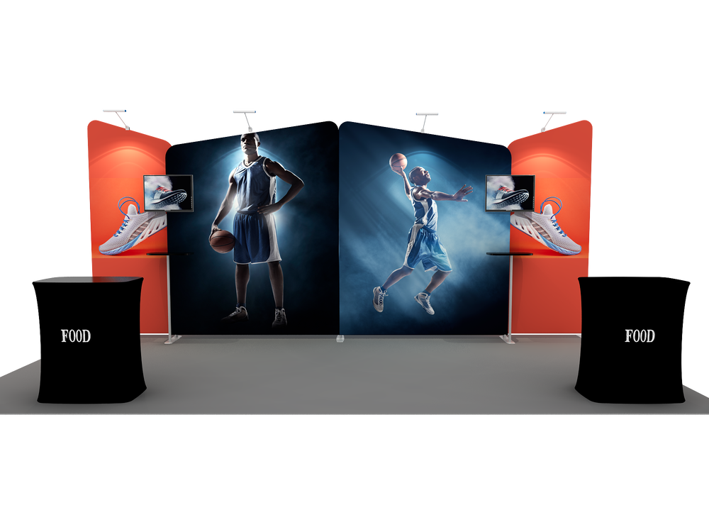 6x3m Booth Kit with Four Inclined Walls & 2 Counters