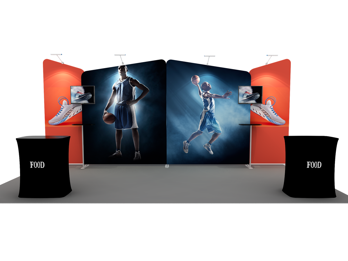 6x3m Booth Kit with Four Inclined Walls & 2 Counters