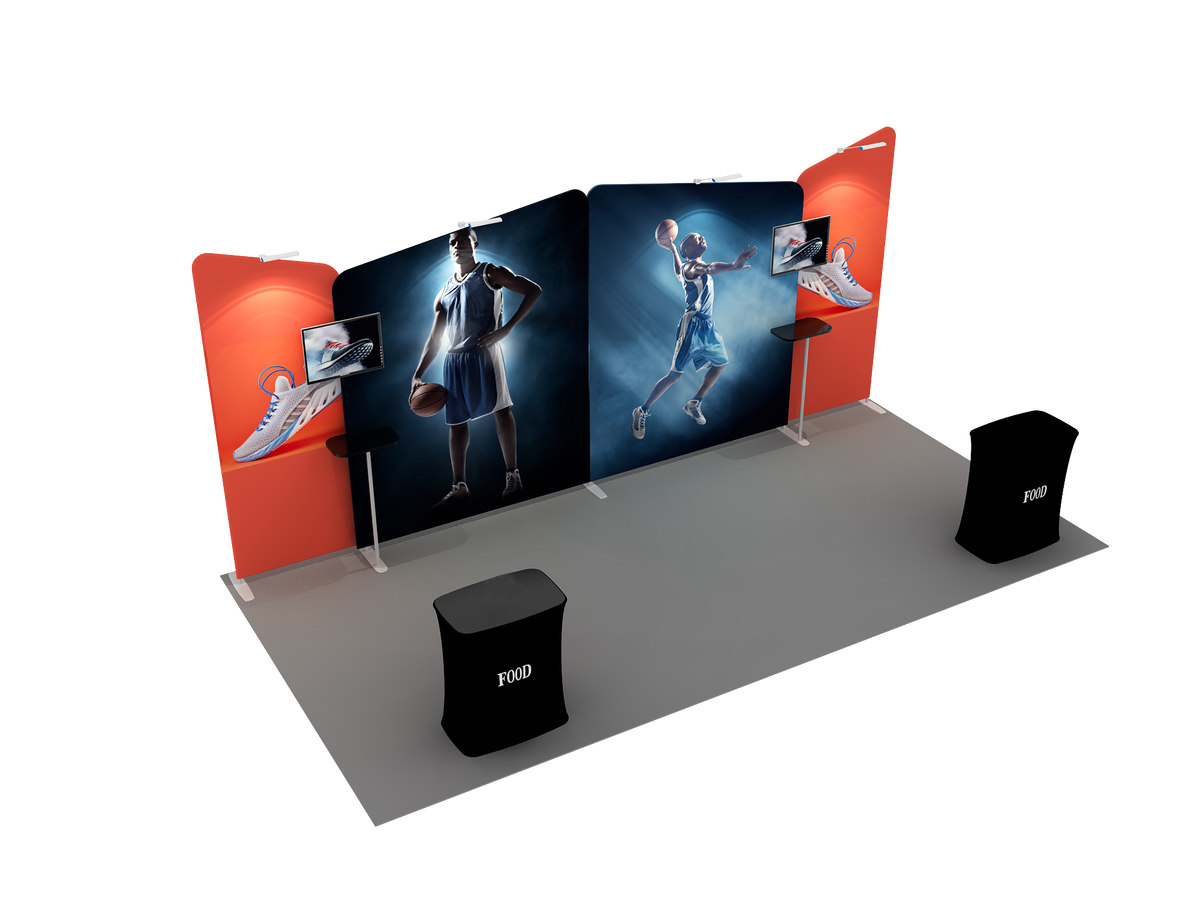 6x3m Booth Kit with Four Inclined Walls & 2 Counters