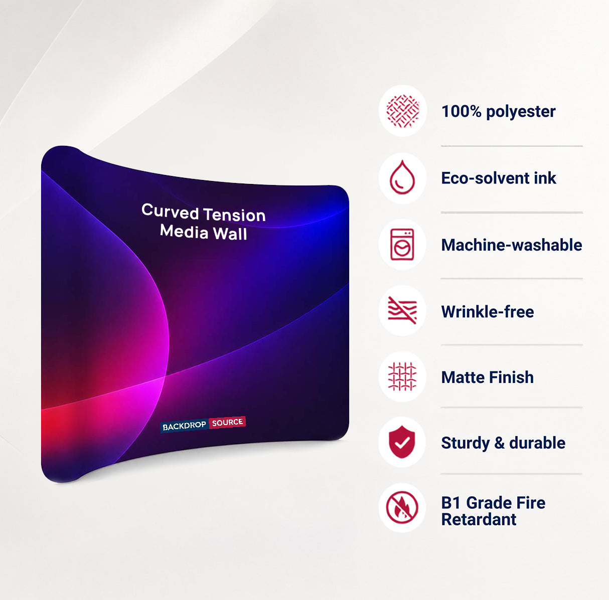 Curved Tension Fabric Portable Media Wall