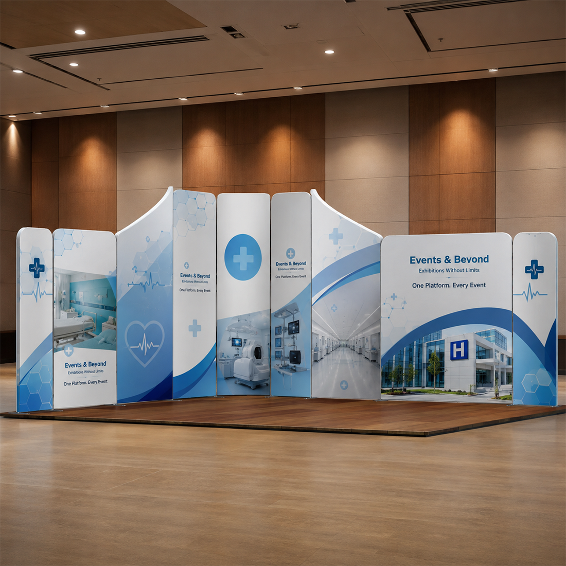 4x4m Magnetic Fabric Booth Wall with 9 Mixed Panels