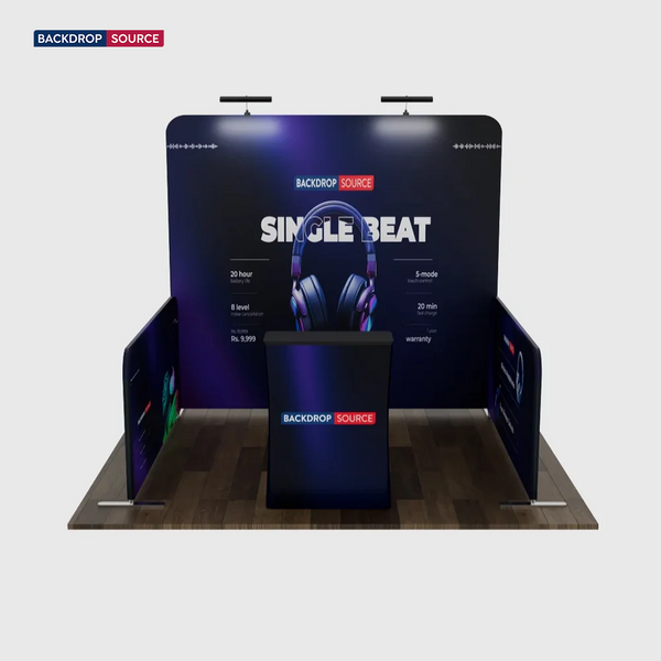 Ultimate 3mx3m Booth Kit with Backwall, Side Walls, Counter, and Lights