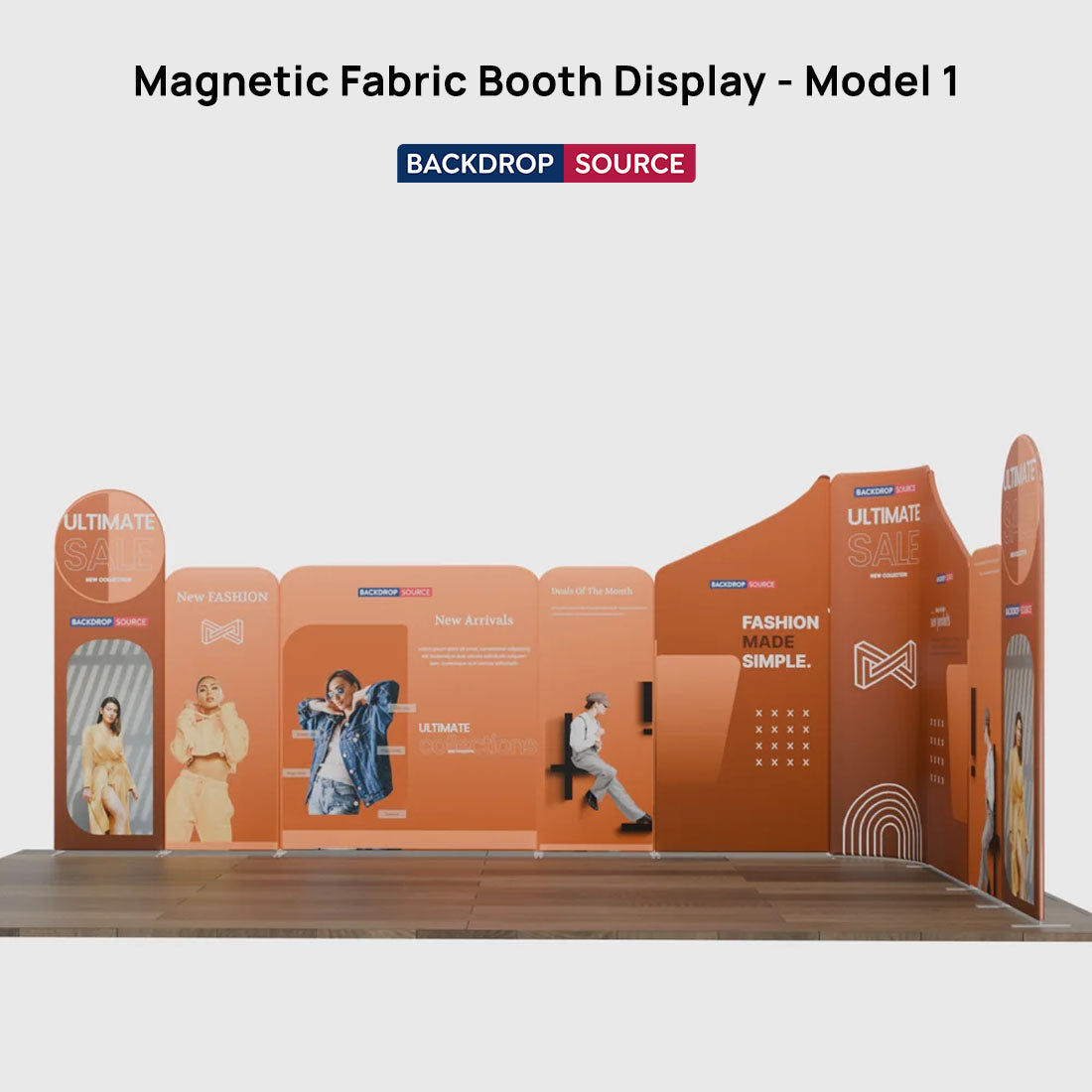 6x6m Magnetic Fabric Booth Wall with Mixed Curved & Angled Panels