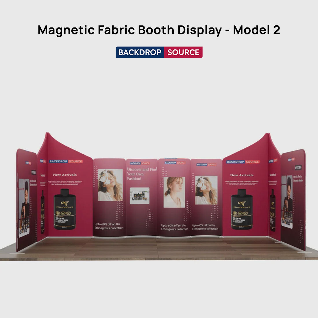 6x6m Magnetic Fabric Booth Wall with 10 Curved & Slope Panels