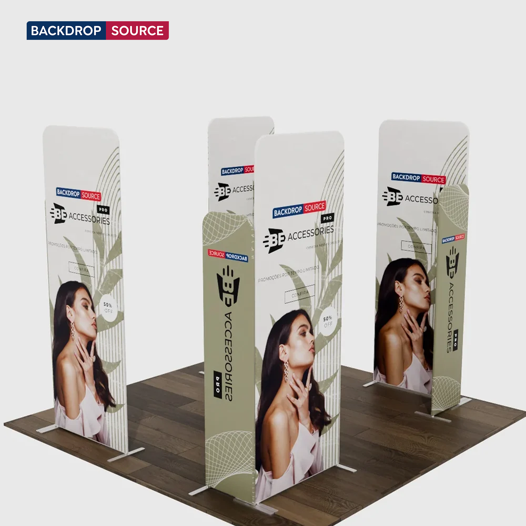 3x3m Magnetic Fabric Booth Wall with 8 Panels