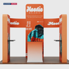 6x6m Booth Kit with 3D Wall Boxes, Curved Panels & Counter