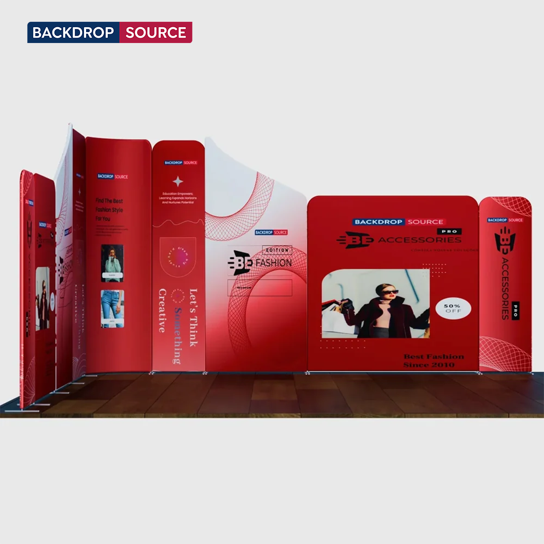 4x4m Magnetic Fabric Booth Wall with 9 Mixed Panels