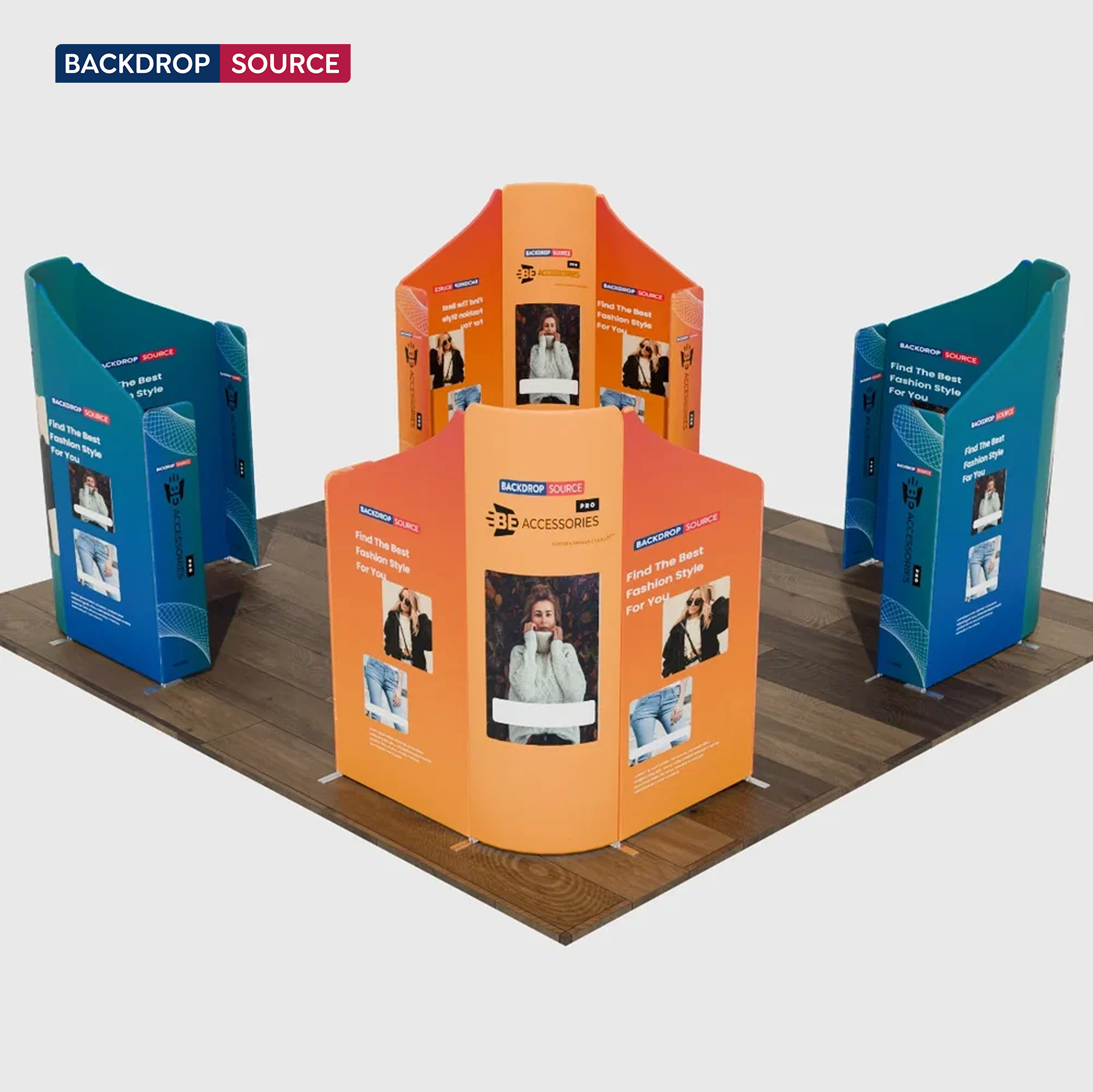 6x6m Magnetic Fabric Booth Wall with 20 Mixed Panels