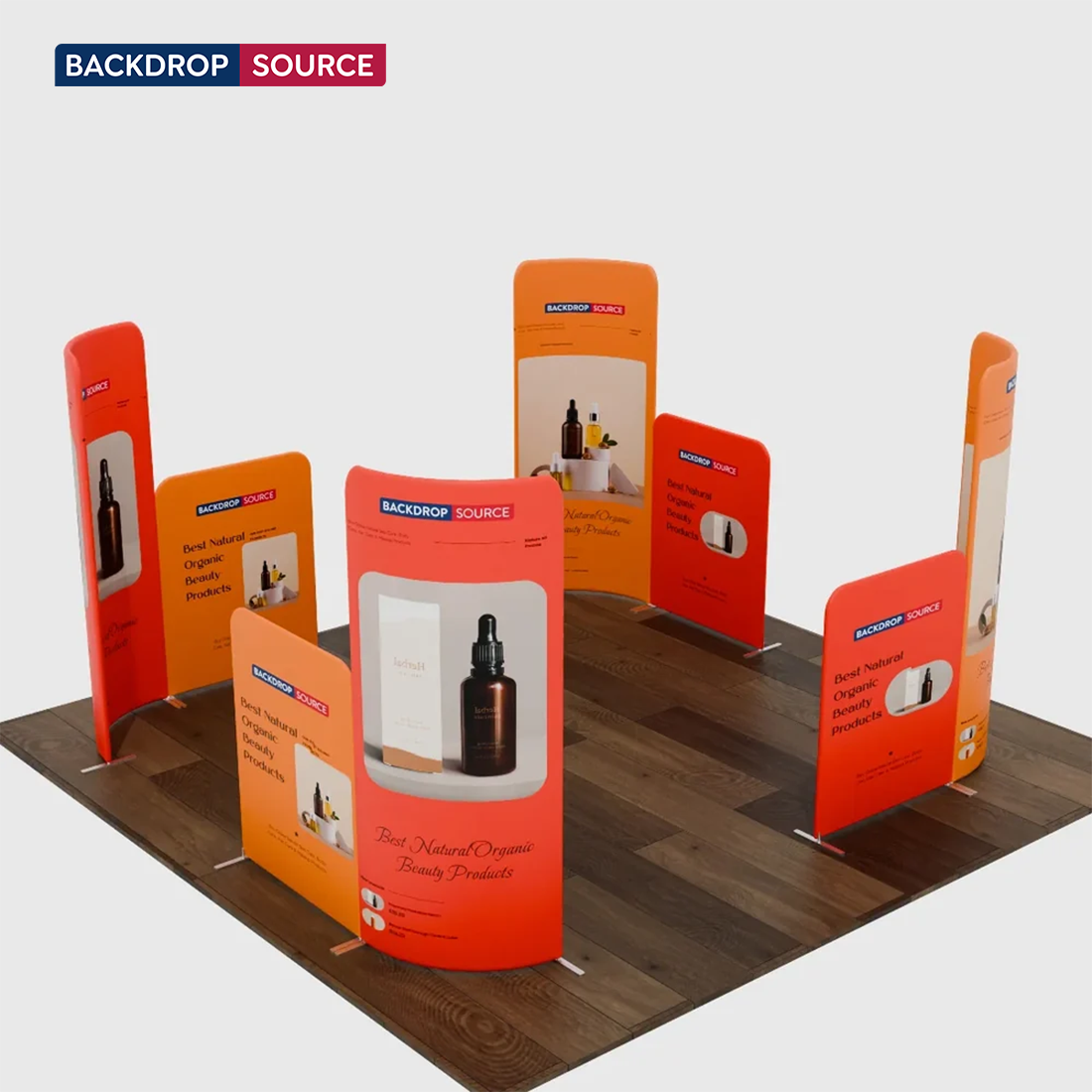 3x3m Magnetic Fabric Booth Wall with Curved & Straight Panels