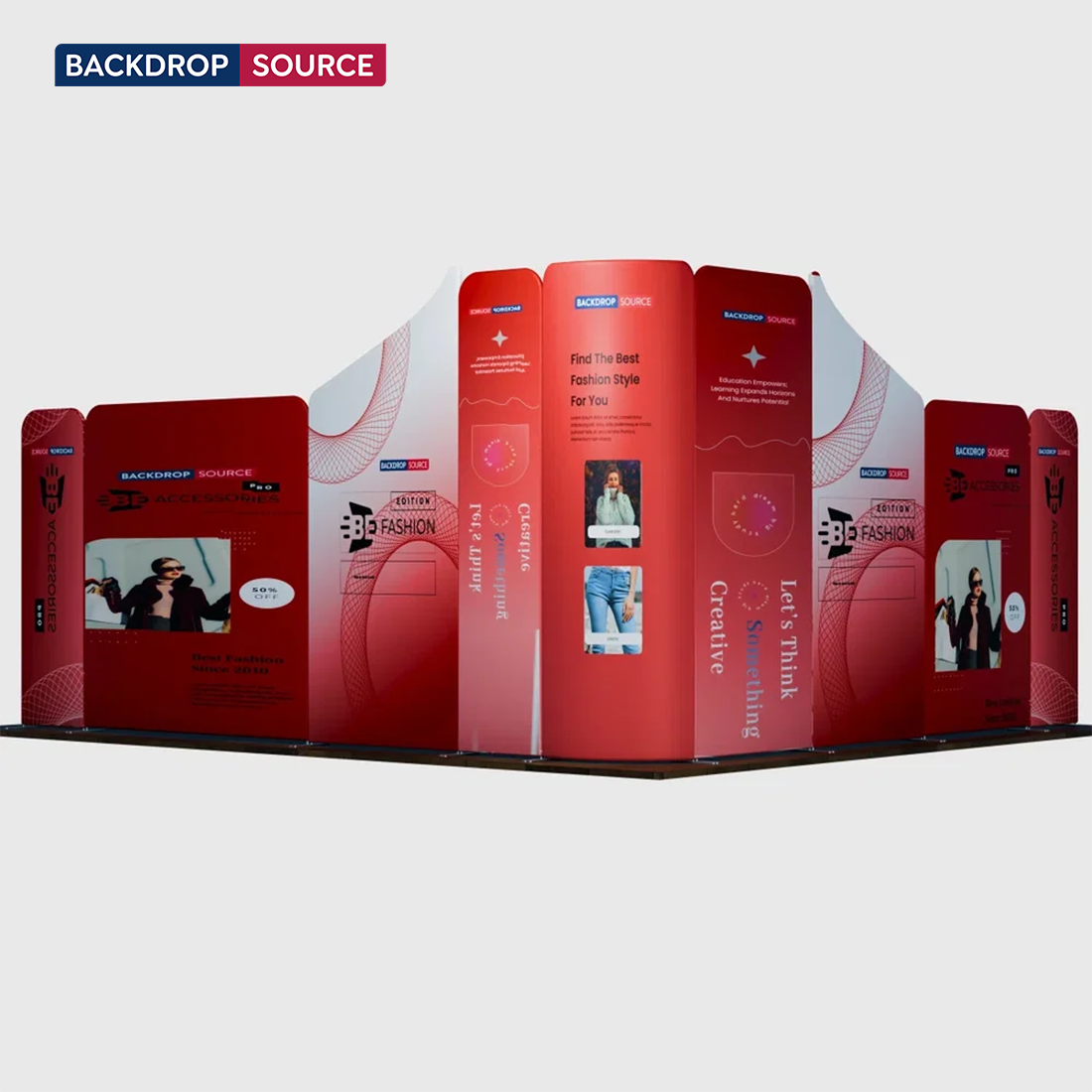 4x4m Magnetic Fabric Booth Wall with 9 Mixed Panels