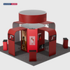 6x6m Island Booth with Circular Banner, TV Arches & 4 Counters