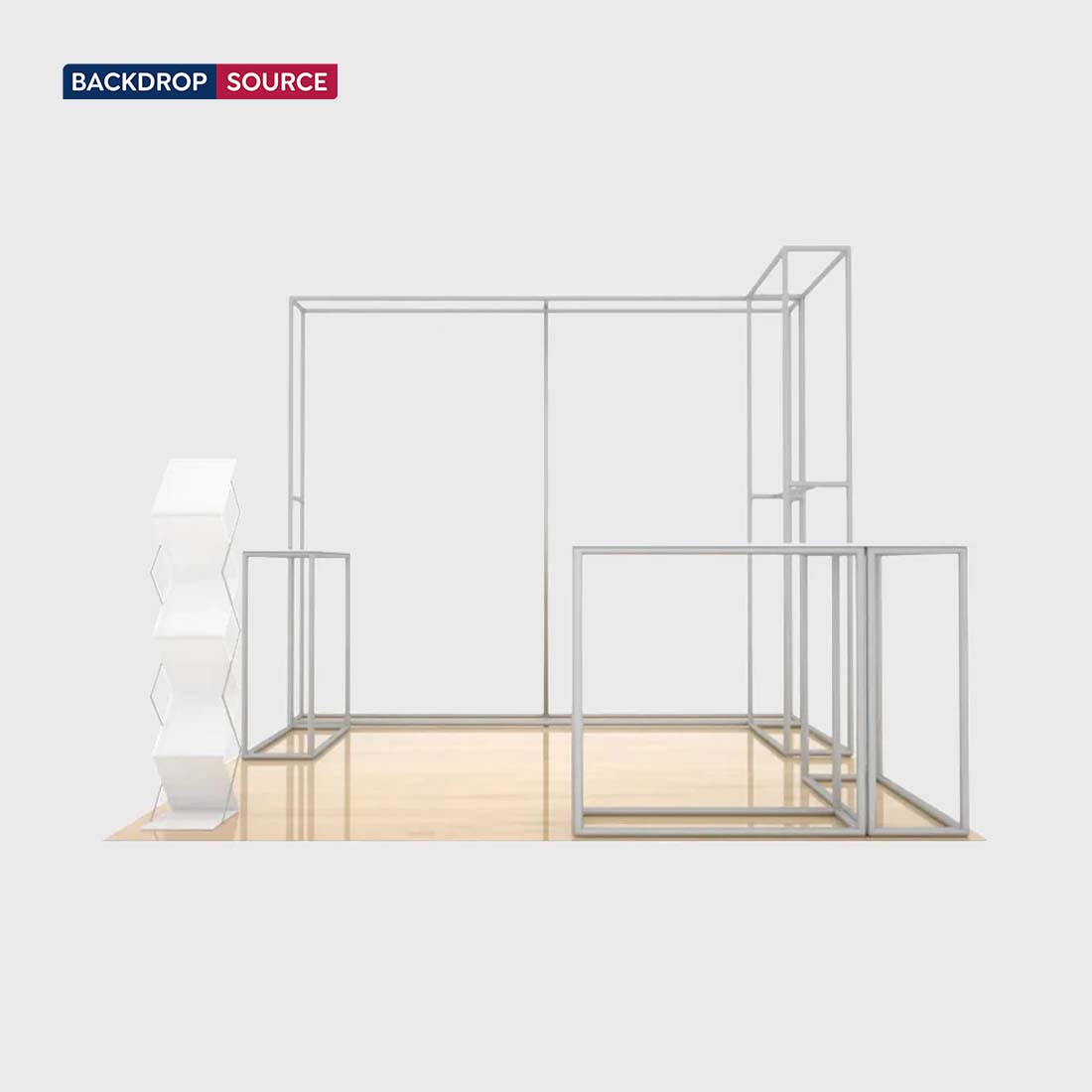 3x3m 3D Media Wall Corner Booth Kit with 3 Counters