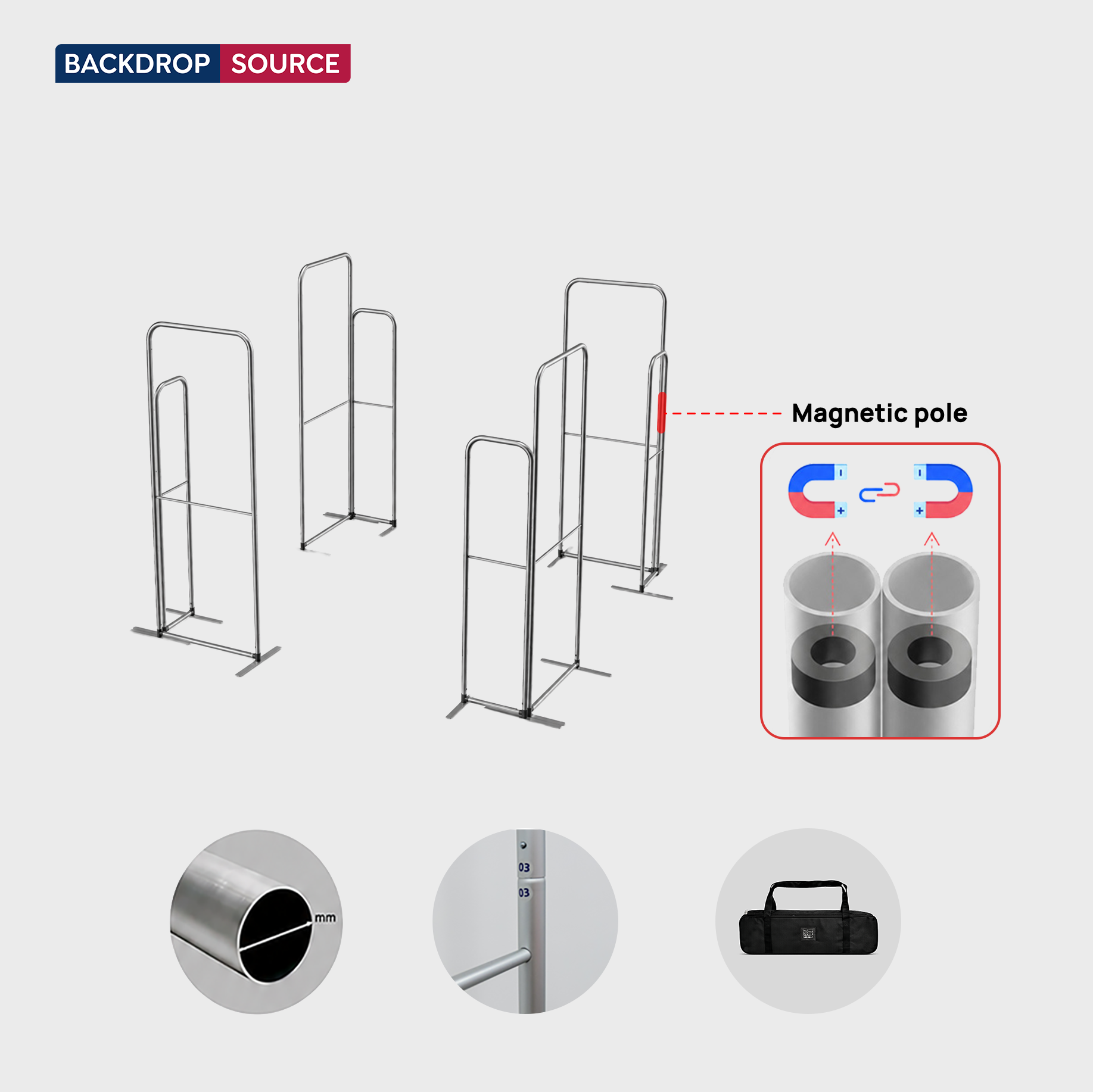 3x3m Magnetic Fabric Booth Wall with 8 Panels