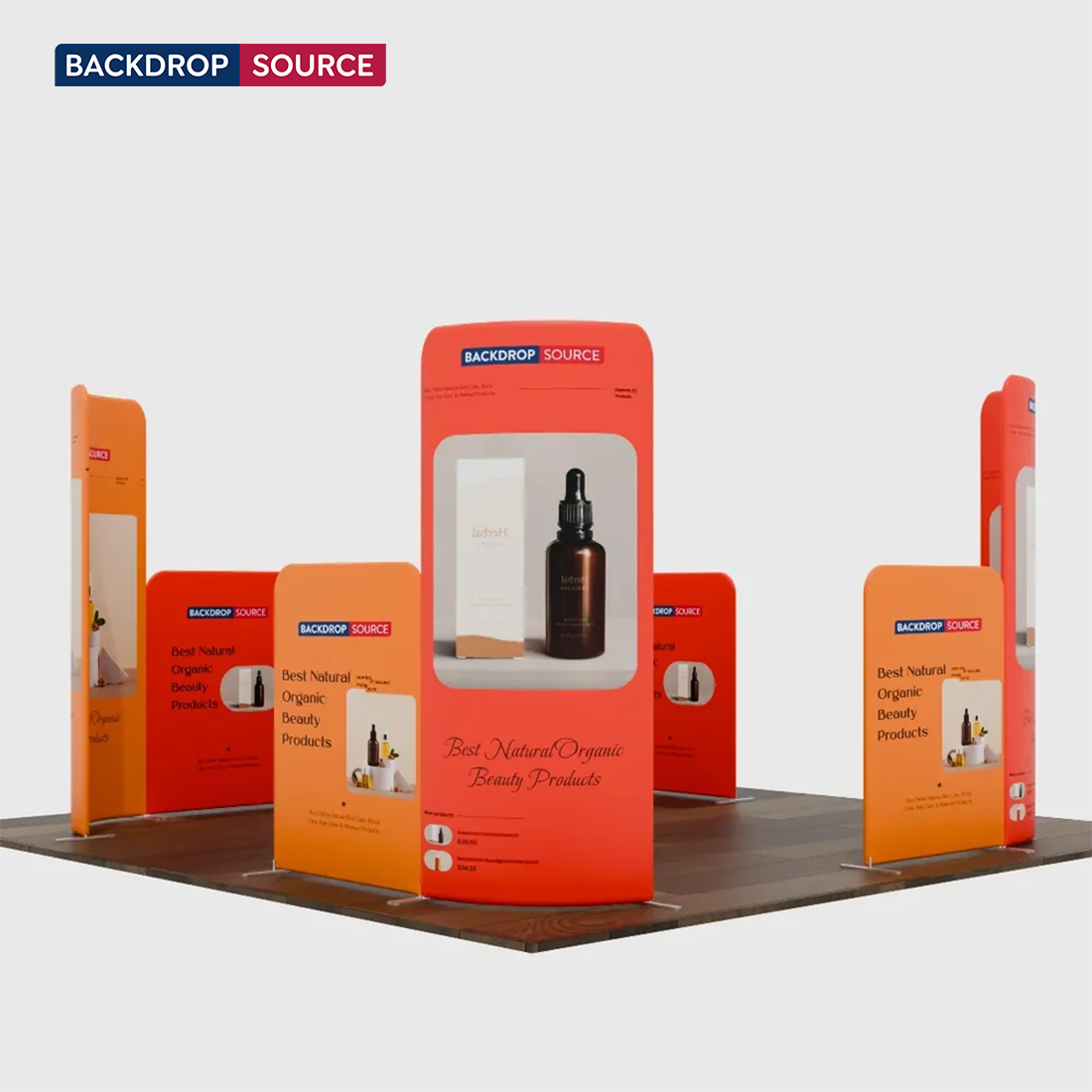 3x3m Magnetic Fabric Booth Wall with Curved & Straight Panels