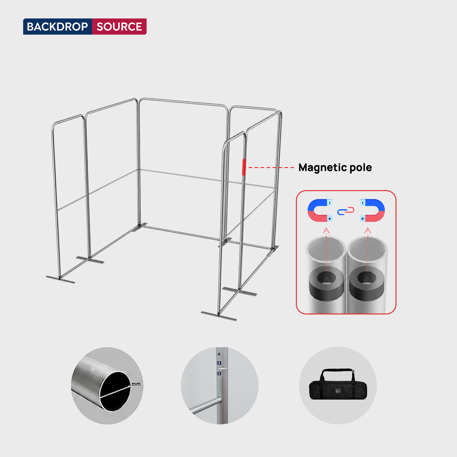 3x3m Magnetic Fabric Booth Wall with Modular Panels