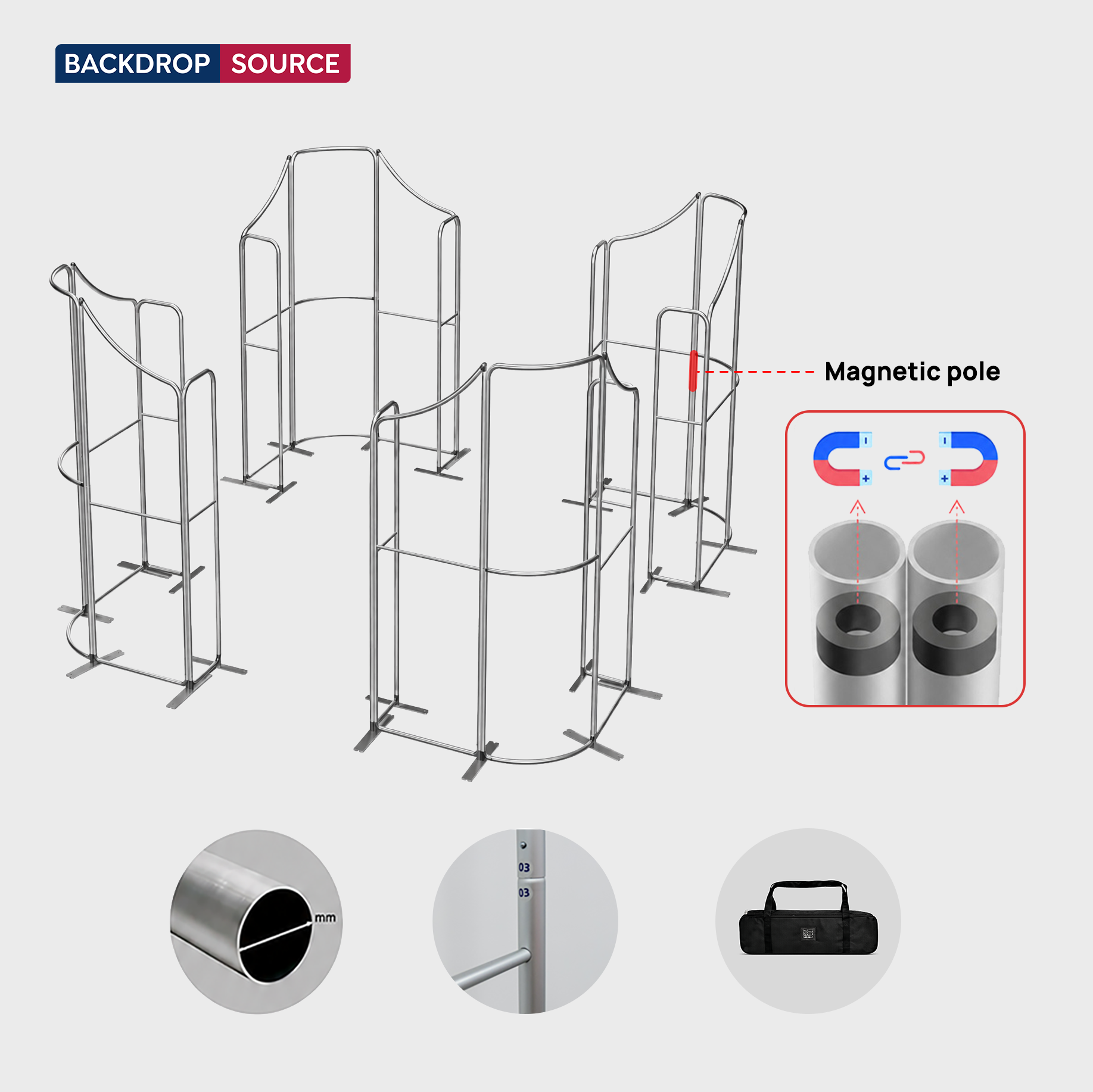 6x6m Magnetic Fabric Booth Wall with 20 Mixed Panels