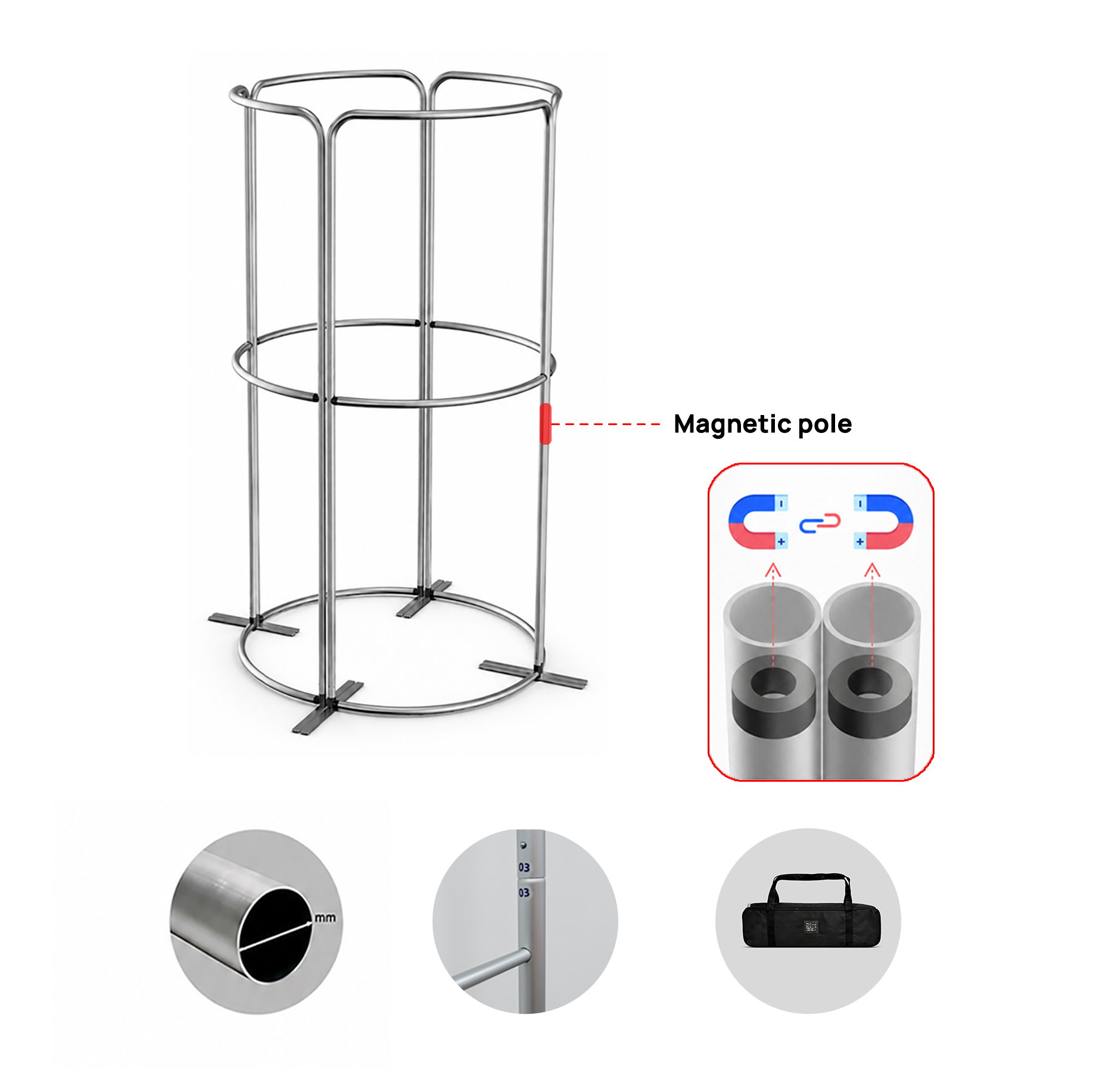 2x2m Magnetic Fabric Booth Wall with 4 Curved Panels