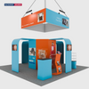 6x6m Island Booth with 8-Sided Tower, TV Arches & iPad Stands
