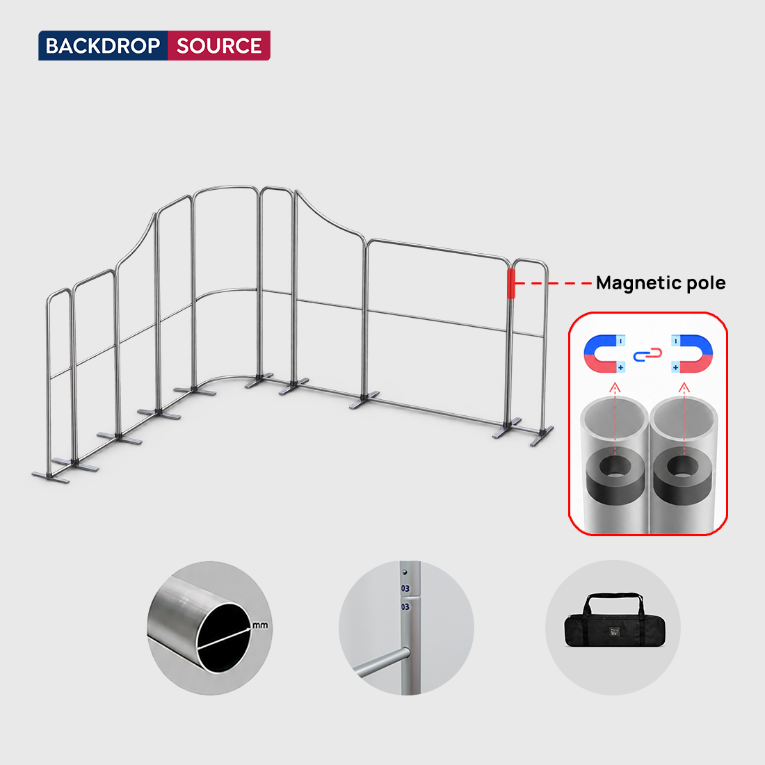 4x4m Magnetic Fabric Booth Wall with 9 Mixed Panels