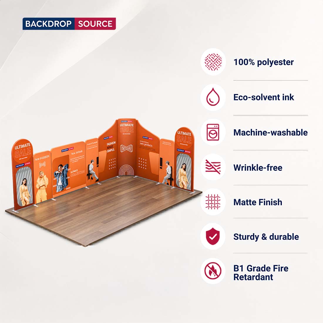 6x6m Magnetic Fabric Booth Wall with Mixed Curved & Angled Panels