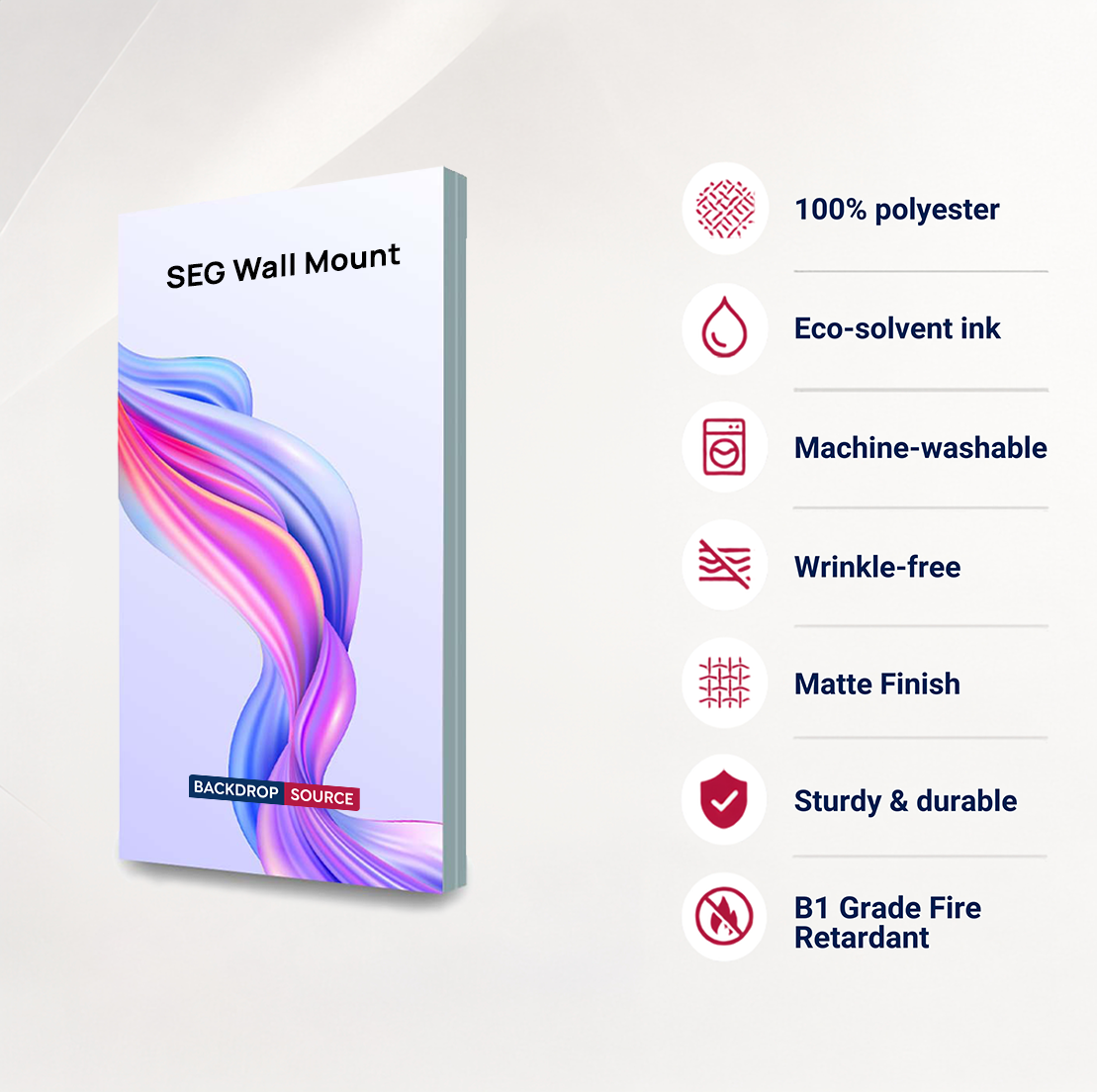 Wall-Mounted SEG Fabric display - 20mm Depth