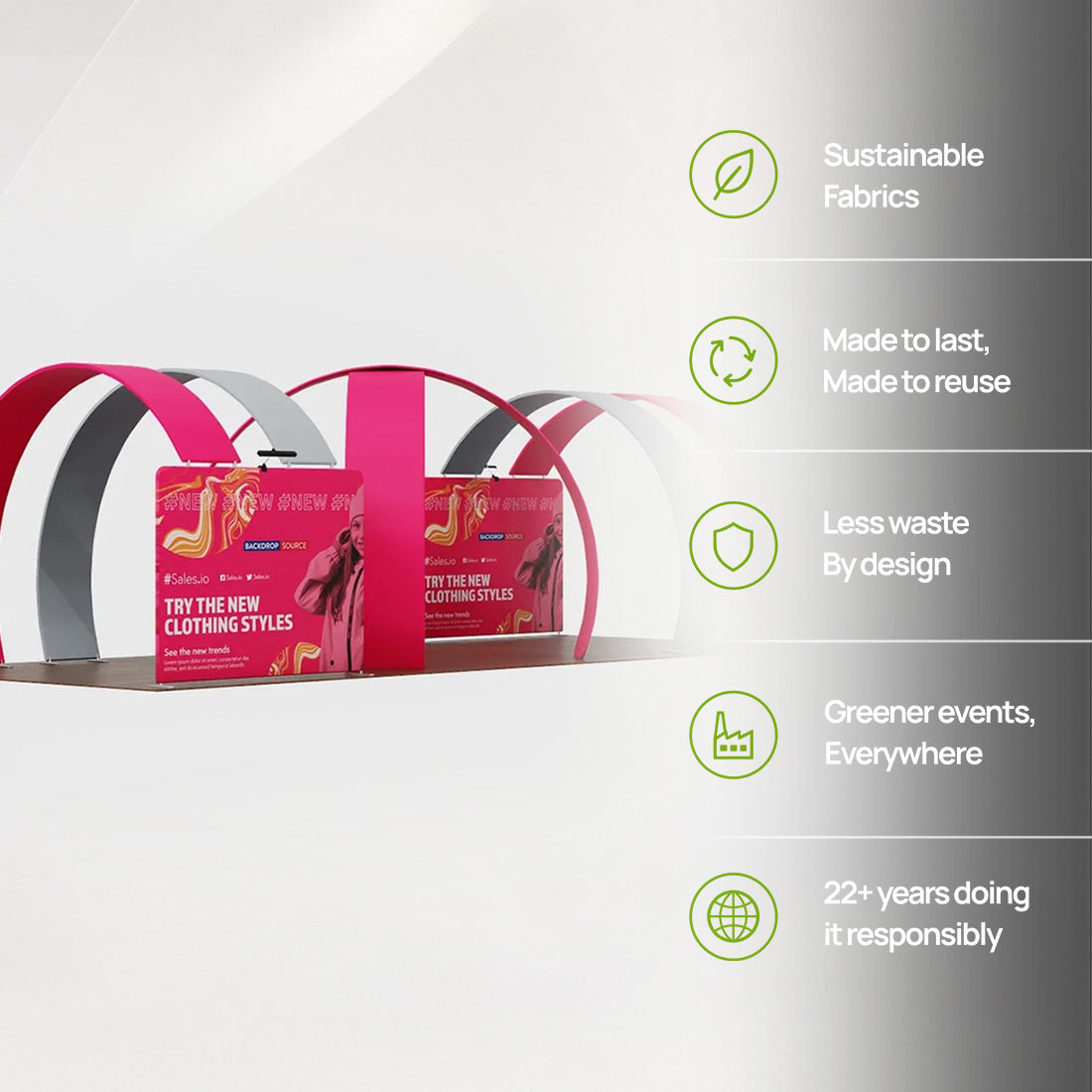 12x6m Curved Arch Booth Kit with Media Walls & 4 TV Mounts