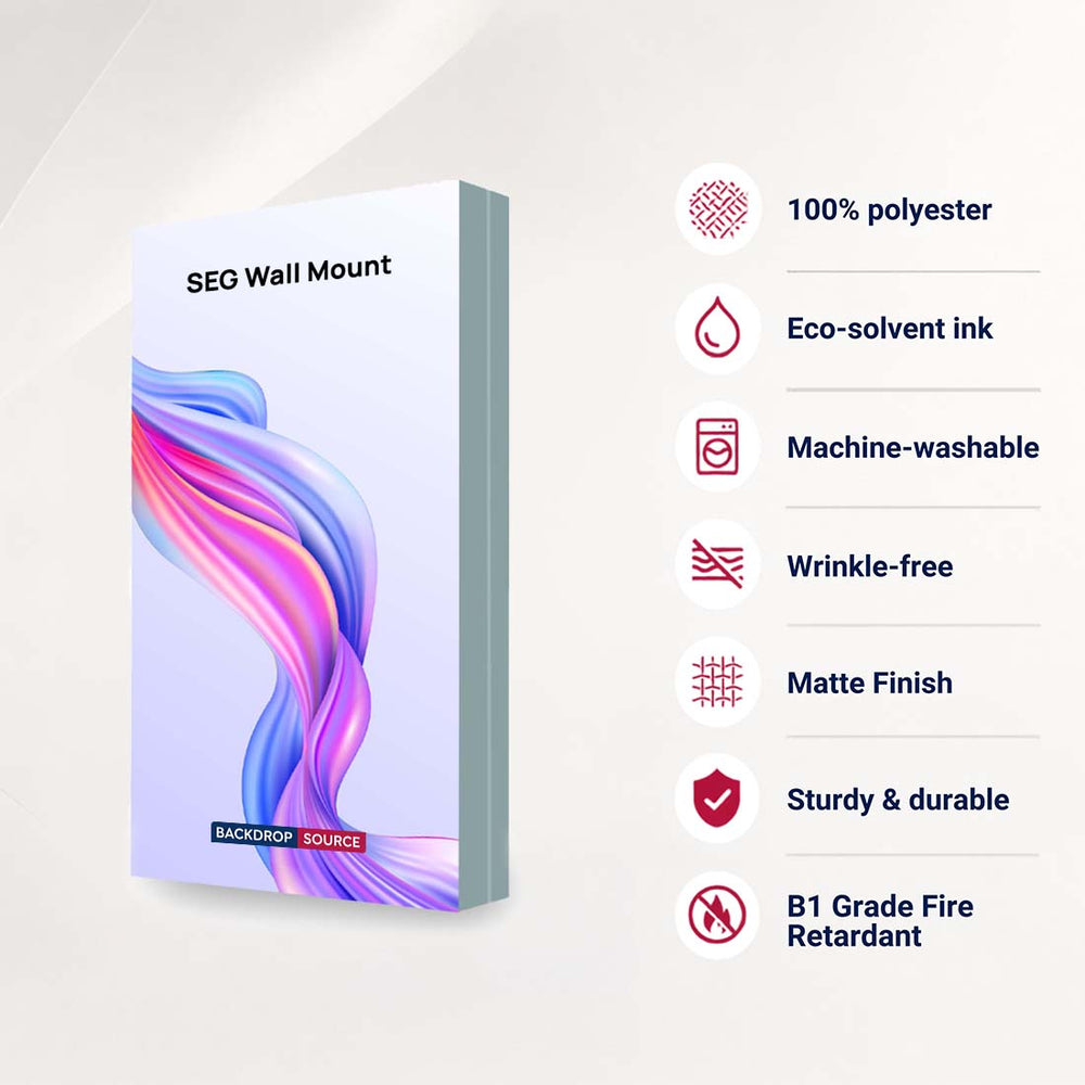Non-Backlit Wall-Mounted SEG Fabric display - 100mm Depth