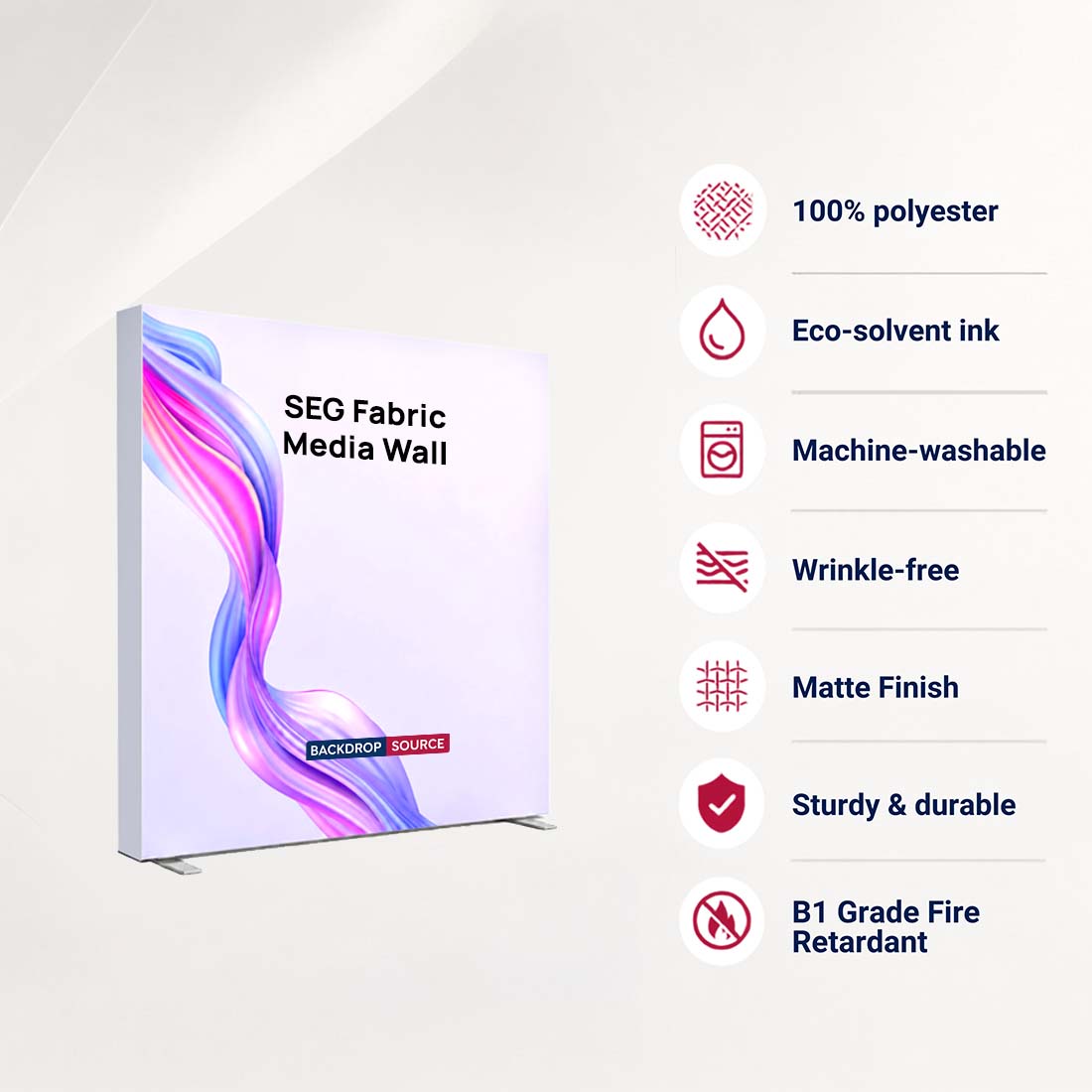 SEG Fabric Media Wall - 2.5m W x 2.5m H