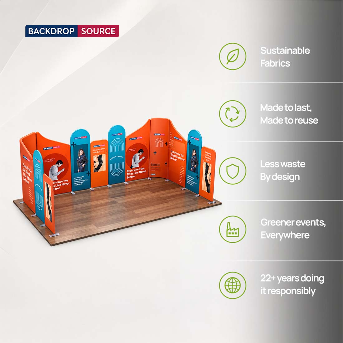 6x6m Magnetic Fabric Booth Wall with 13 Panels & Angled Sections