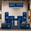 6x6m Booth Kit with Tension Walls, TV Arch & Brochure Stands