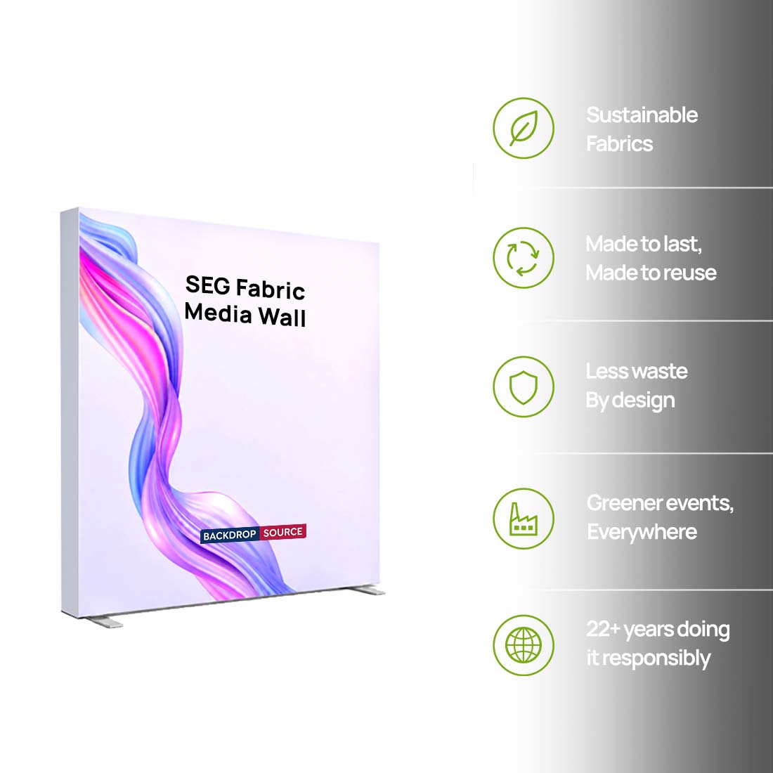 SEG Fabric Media Wall - 2.5m W x 2.5m H