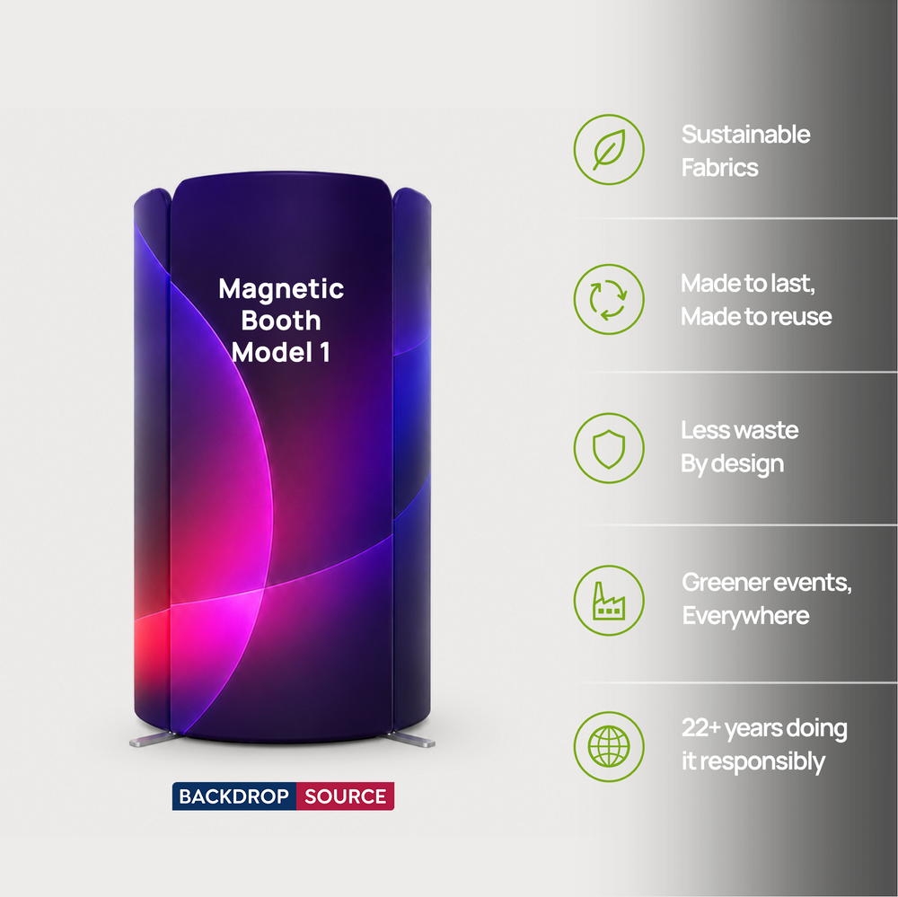 2x2m Magnetic Fabric Booth Wall with 4 Curved Panels