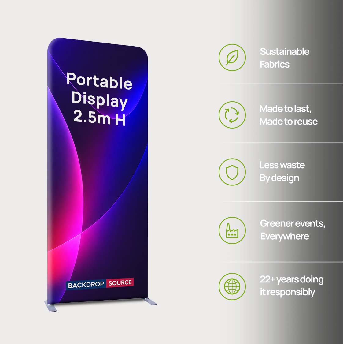 Portable 2.5m High Fabric Exhibit Display