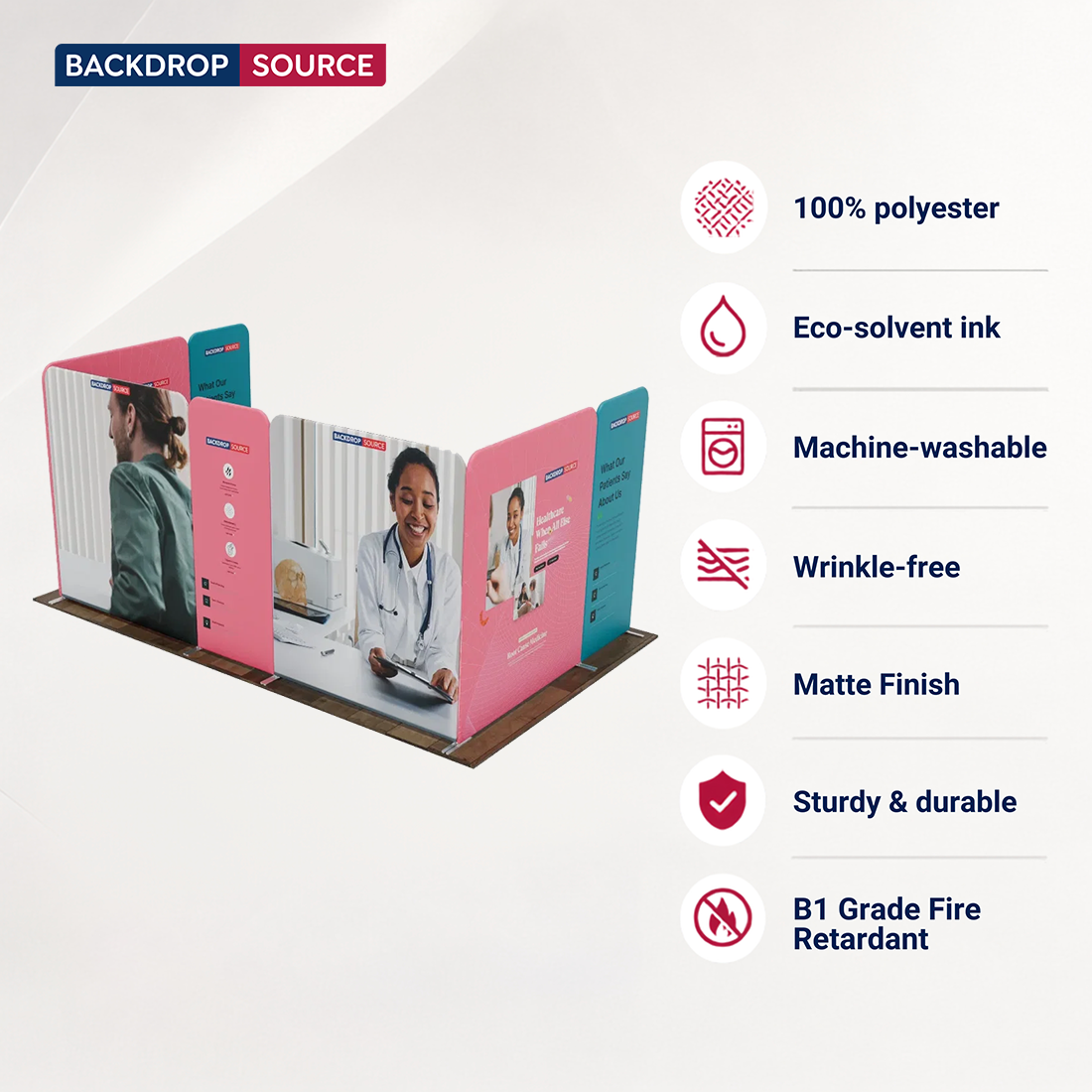 5x3m Magnetic Fabric Booth Wall with 7 Panels