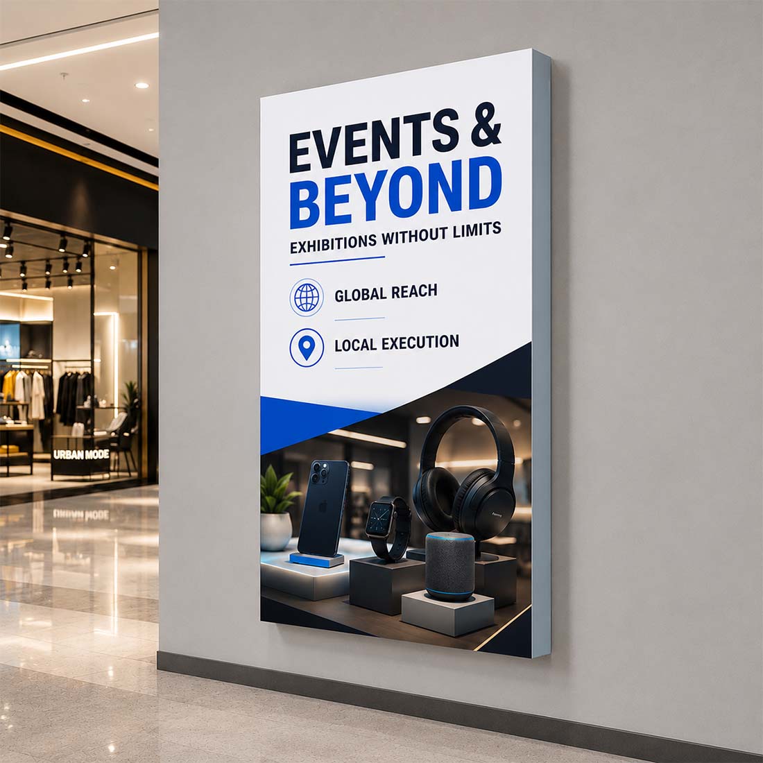 Non-Backlit Wall-Mounted SEG Fabric display - 120mm Depth