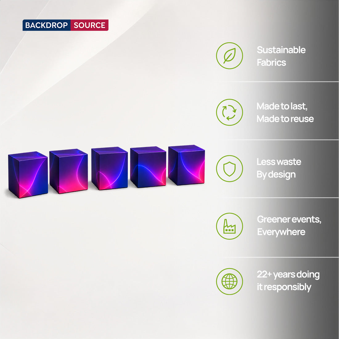 5 Sets of Stretch Fabric Displays for Product Showcase