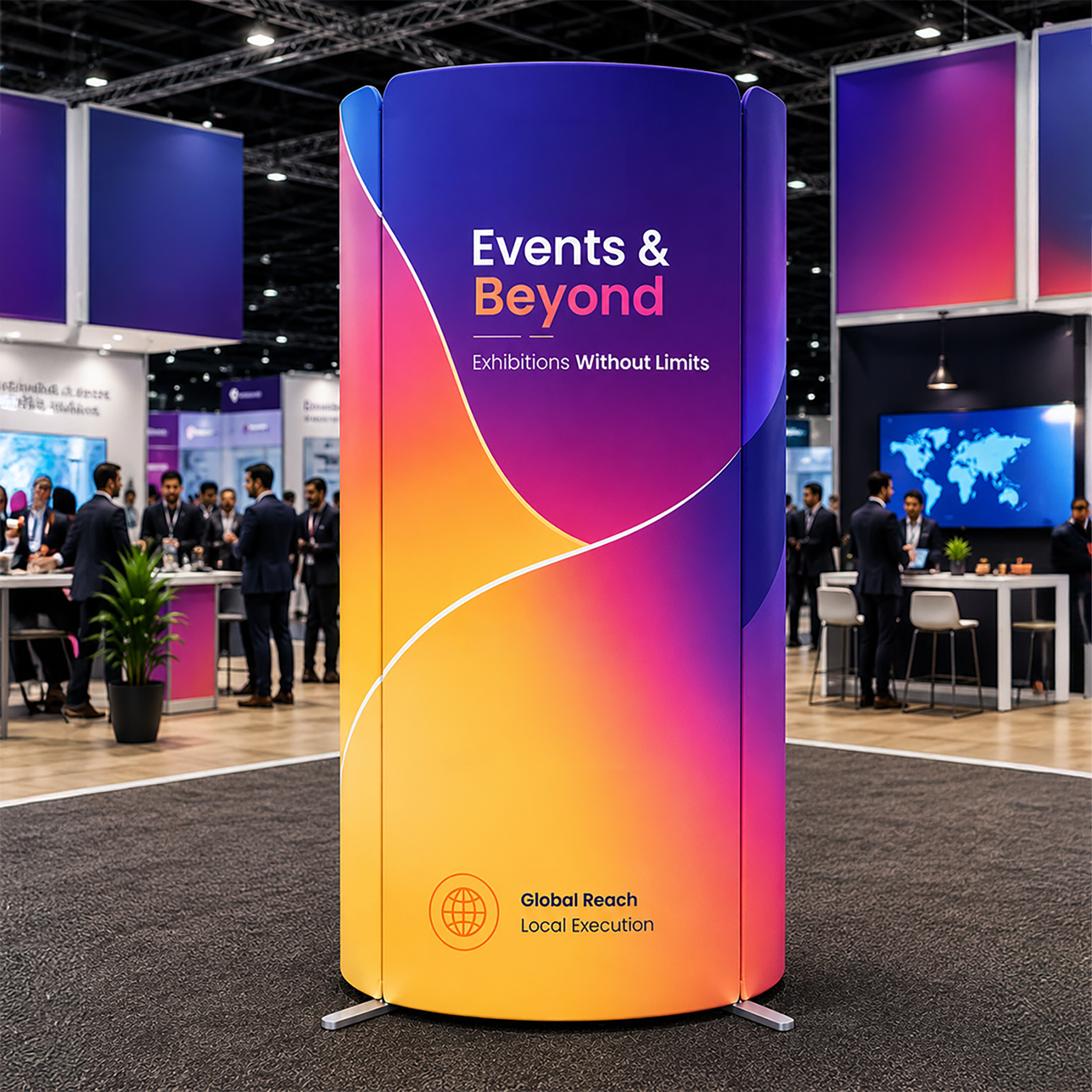2x2m Magnetic Fabric Booth Wall with 4 Curved Panels